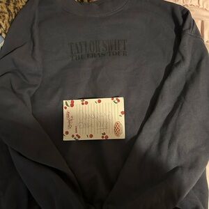 rare blue eras tour crewneck size medium